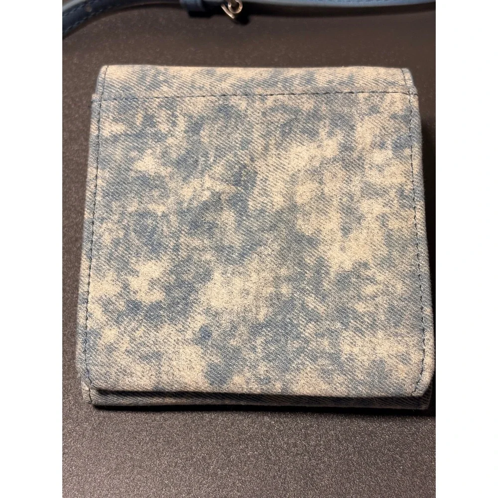 Unbranded Floral Denim Crossbody Wallet Women Small Blue Excellent Y2K Acid Wash